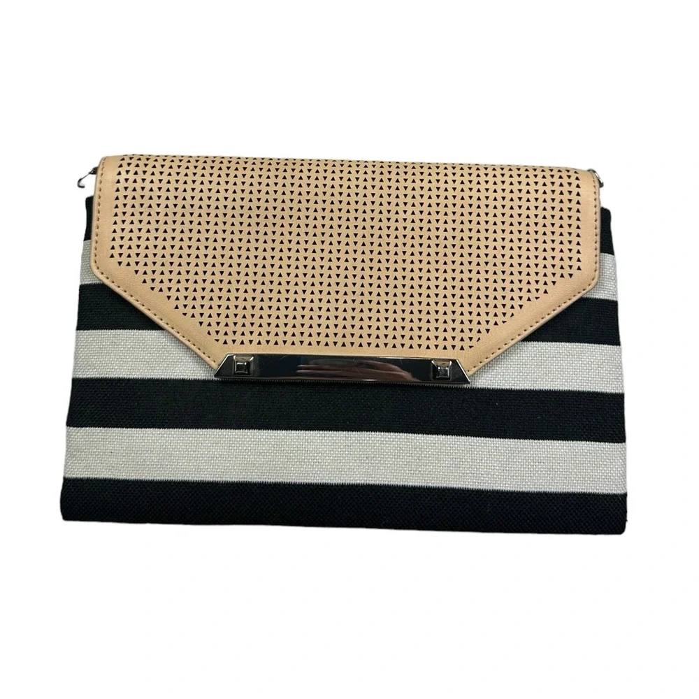 STELLA & DOT: Always By Your Side Striped Clutch Purse Small Handbag